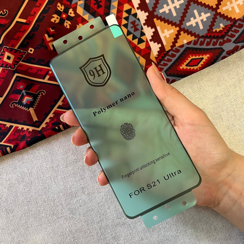 گلس نانو گوشی فول کاور سامسونگ S21 ULTRA ضد ضربه نشکن اورجینال 9H پلیمر نانو Polymer nano