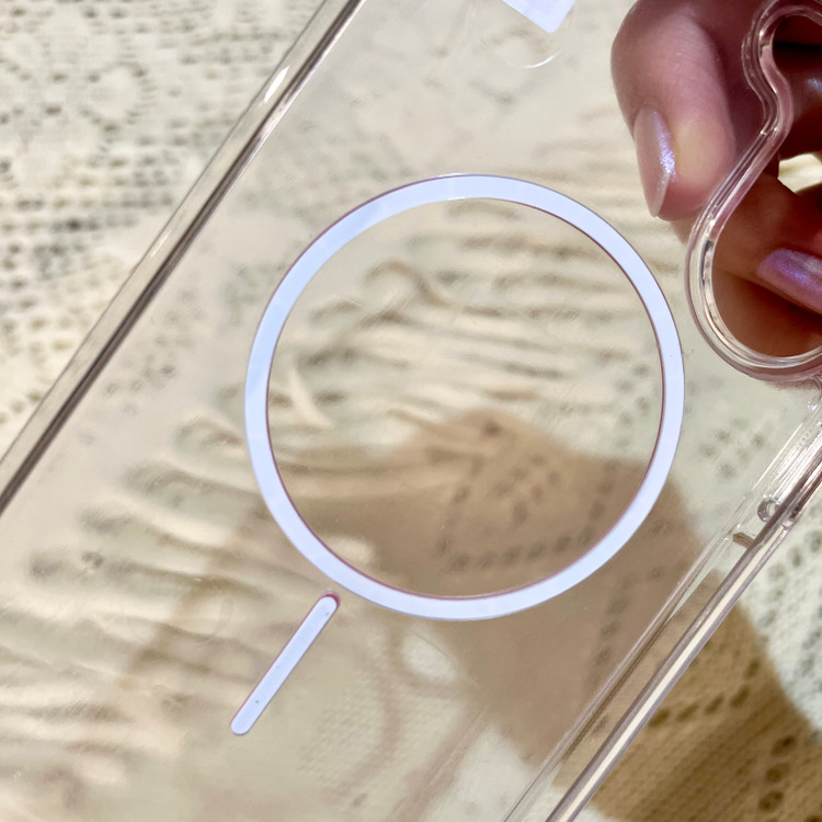 قاب گوشی سامسونگ A57 اورجینال طلقی ژله ای شفاف ایربگ دار کپسولی مگ سیف دار Magnetic صورتی