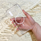 قاب گوشی سامسونگ A57 اورجینال طلقی ژله ای شفاف ایربگ دار کپسولی مگ سیف دار Magnetic صورتی