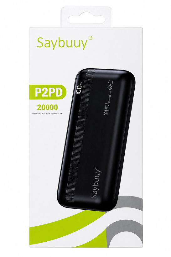 پاوربانک Saybuuy P2PD ظرفیت 20000 میلیآمپر ساعت با توان 22.5 وات