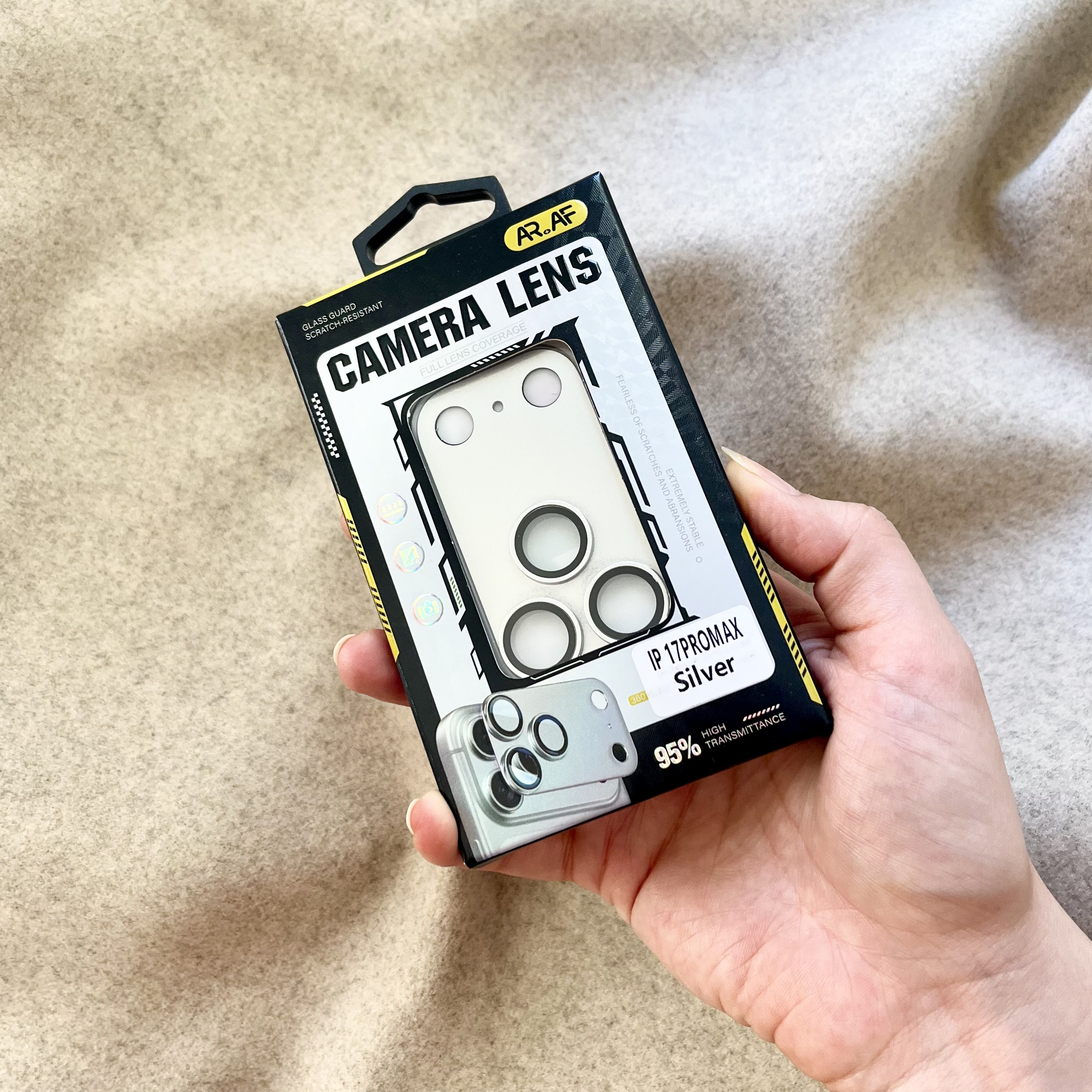 محافظ لنز اورجینال Full Cover فلزی Camera Lens گوشی آیفون 17 پرومکس iPhone 17 ProMax نقره ای