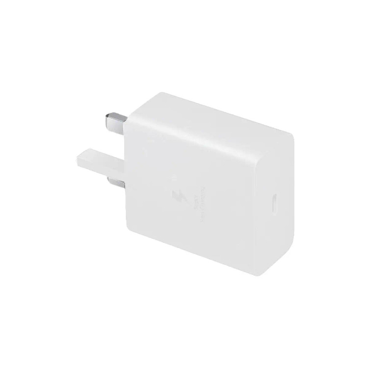 شارژر اصلی گوشی سامسونگ NFC دار تک پورت 25W وات Type-C سه پین ویتنام EP-T2510 سوپر فست شارژ رنگ سفید