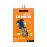 شارژر فندکی خودرو فست شارژ FIRSTYOU F065 دو پورت USB-A و Type-C با PD و QC3.0