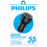 شارژر فندکی خودرو Philips PH100 دو پورت QC4.0 + PD 30W با توان 55W