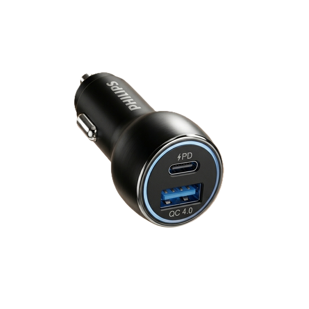 شارژر فندکی خودرو Philips PH100 دو پورت QC4.0 + PD 30W با توان 55W